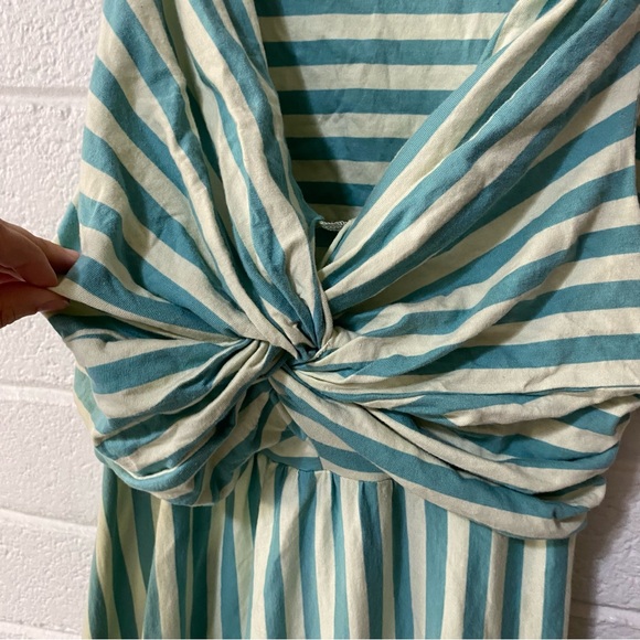 Synergy 100% Organic Cotton Dress Ruched Maxi Dress Women’s Large Turquoise EUC - Picture 11 of 13